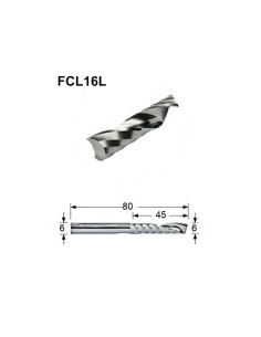 (FCL16L) FRESA CNC CARBIDE 1 LABIO 6MM LARGA PVC Y...