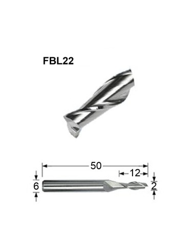 (FBL22) FRESA CNC CARBIDE UNIVERSAL 2 LABIOS 2MM