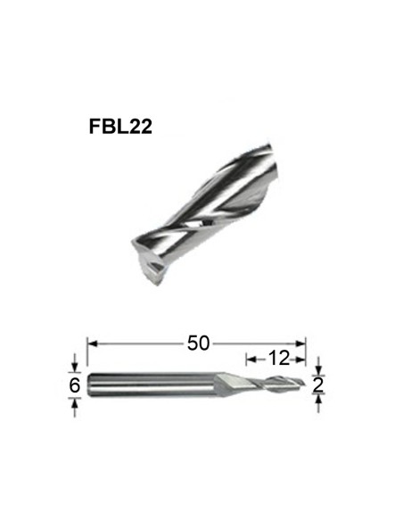 (FBL22) FRESA CNC CARBIDE UNIVERSAL 2 LABIOS 2MM
